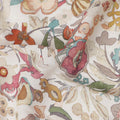 Dusty Rose Multicolor Floral Blended Linen Fabric 110cm