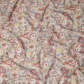 Rust Terracotta Orange Paisley Blended Linen Fabric 110cm