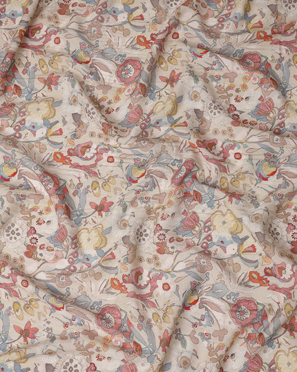 Rust Terracotta Orange Paisley Blended Linen Fabric 110cm