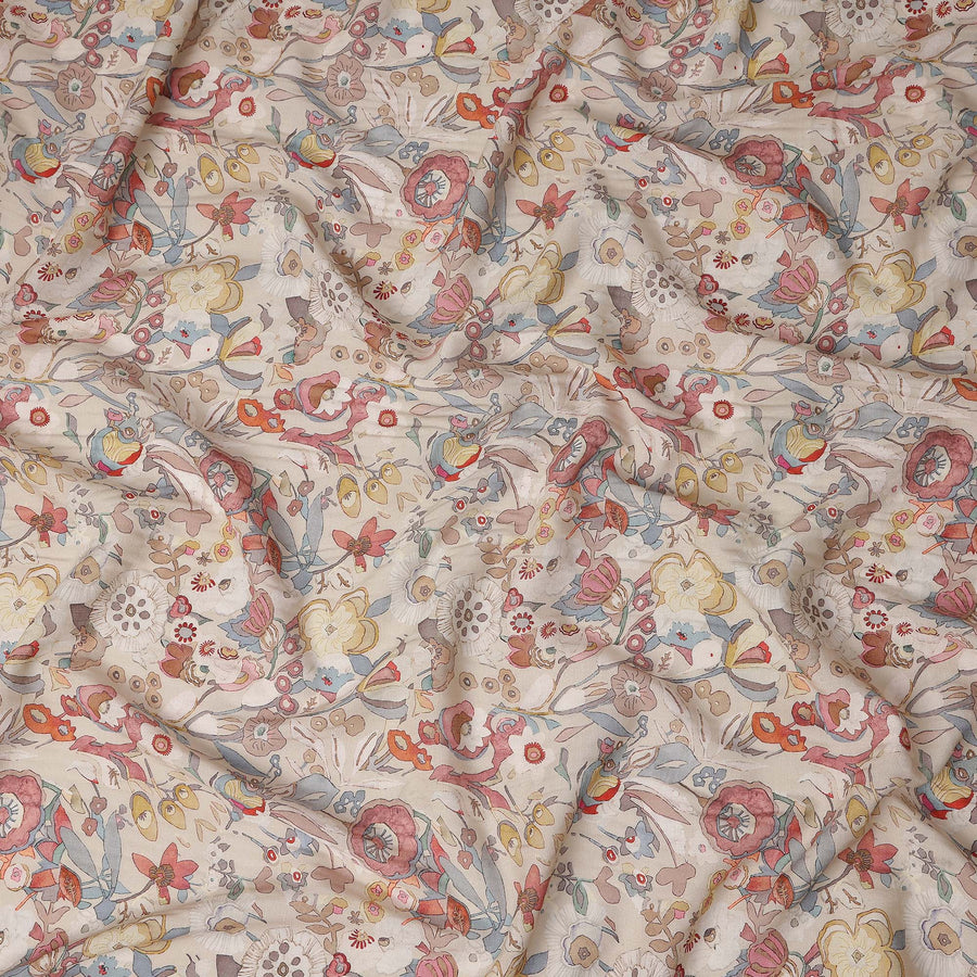 Rust Terracotta Orange Paisley Blended Linen Fabric 110cm