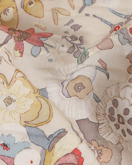 Rust Terracotta Orange Paisley Blended Linen Fabric 110cm