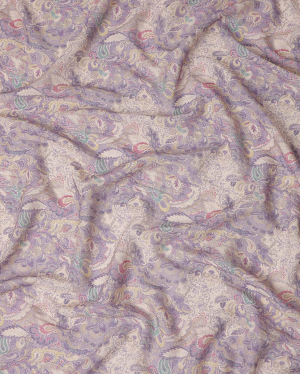 Lilac Purple Paisley Blended Linen Fabric 110cm