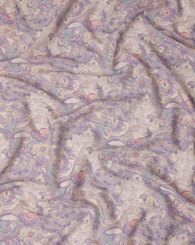 Lilac Purple Paisley Blended Linen Fabric 110cm