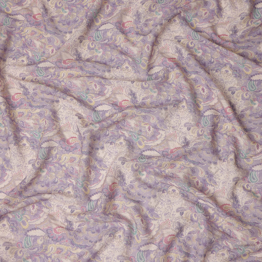 Lilac Purple Paisley Blended Linen Fabric 110cm