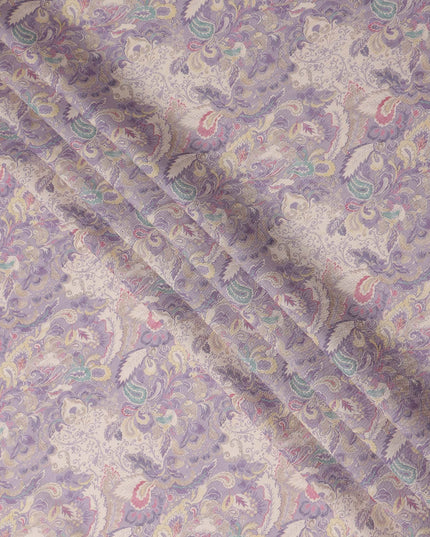 Lilac Purple Paisley Blended Linen Fabric 110cm