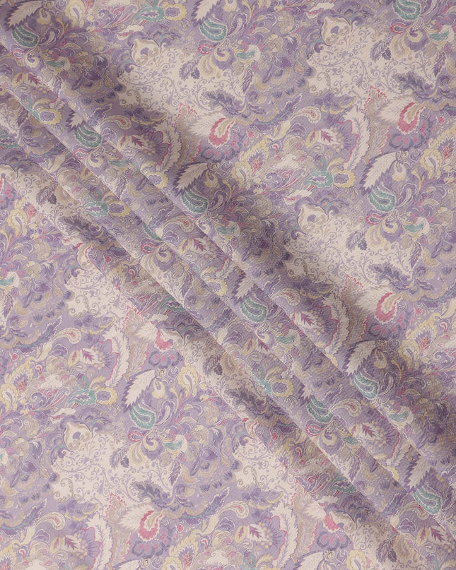 Lilac Purple Paisley Blended Linen Fabric 110cm