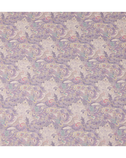 Lilac Purple Paisley Blended Linen Fabric 110cm