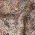 Khaki Taupe Beige Paisley Blended Linen Fabric 110cm