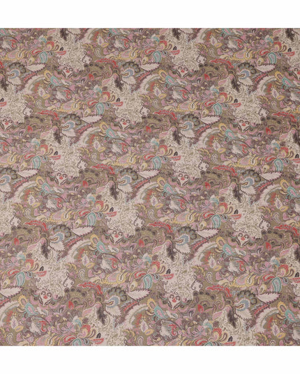 Khaki Taupe Beige Paisley Blended Linen Fabric 110cm