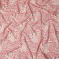 Coral Pink Paisley Blended Linen Fabric 110cm