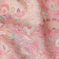 Coral Pink Paisley Blended Linen Fabric 110cm