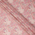 Coral Pink Paisley Blended Linen Fabric 110cm