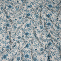 Denim Teal Blue Floral Blended Linen Fabric 110cm