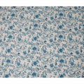Denim Teal Blue Floral Blended Linen Fabric 110cm