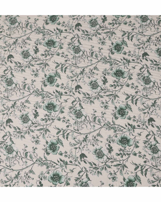 Forest Green Floral Blended Linen Fabric 110cm