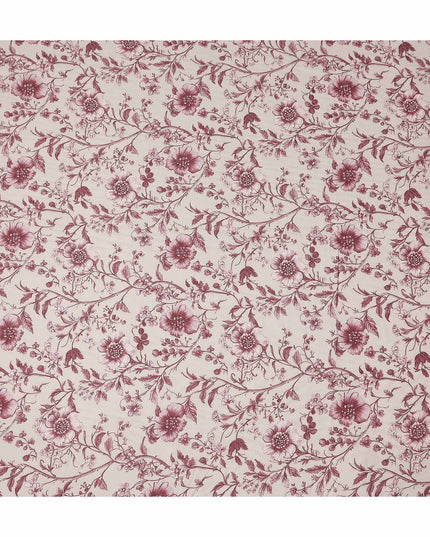 Wine Burgundy Red Floral Blended Linen Fabric 110cm
