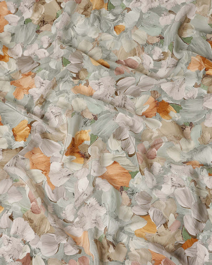 Sage Green Abstract Viscose Crepe Fabric 110cm