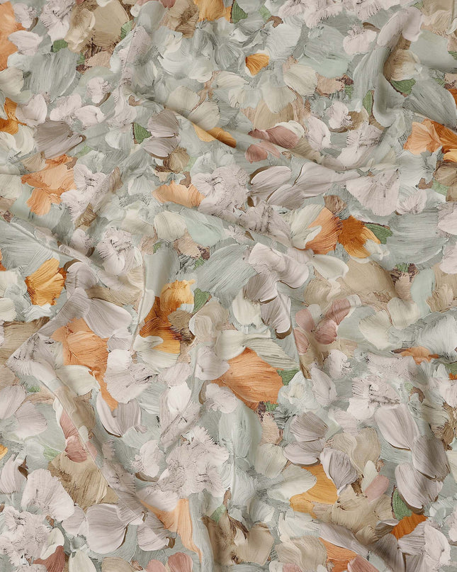 Sage Green Abstract Viscose Crepe Fabric 110cm