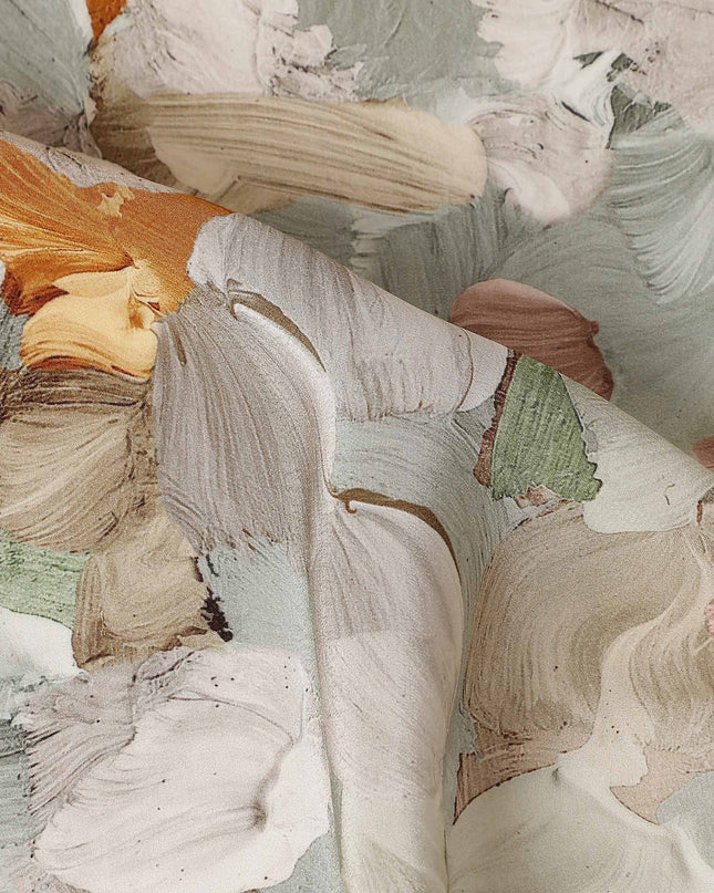 Sage Green Abstract Viscose Crepe Fabric 110cm