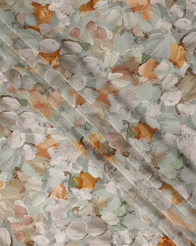 Sage Green Abstract Viscose Crepe Fabric 110cm