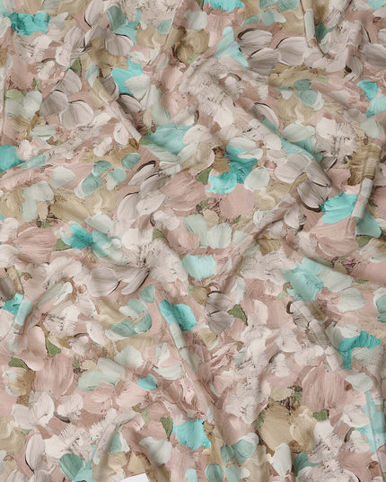 Soft Blush Beige Abstract Viscose Crepe Fabric 110cm