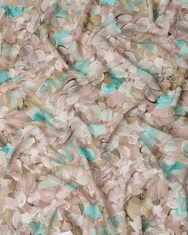 Soft Blush Beige Abstract Viscose Crepe Fabric 110cm