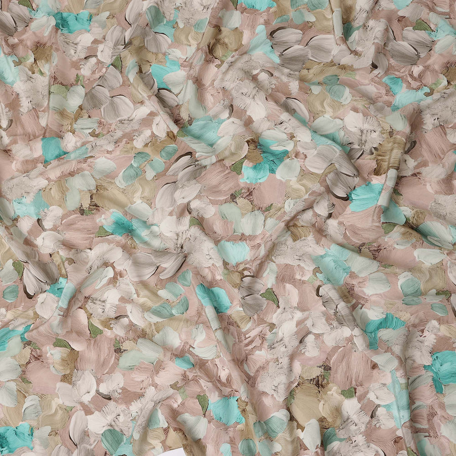 Soft Blush Beige Abstract Viscose Crepe Fabric 110cm