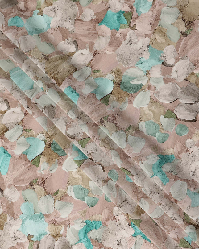 Soft Blush Beige Abstract Viscose Crepe Fabric 110cm