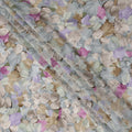 Powder Blue Grey Abstract Viscose Crepe Fabric 110cm