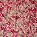 Crimson Red Leaf Print Viscose Twill Fabric