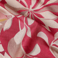 Crimson Red Leaf Print Viscose Twill Fabric