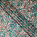 Teal Green Leaf Print Viscose Twill Fabric