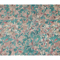 Teal Green Leaf Print Viscose Twill Fabric