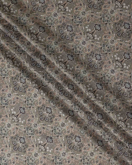 Camel Brown Paisley Print Viscose Twill Fabric
