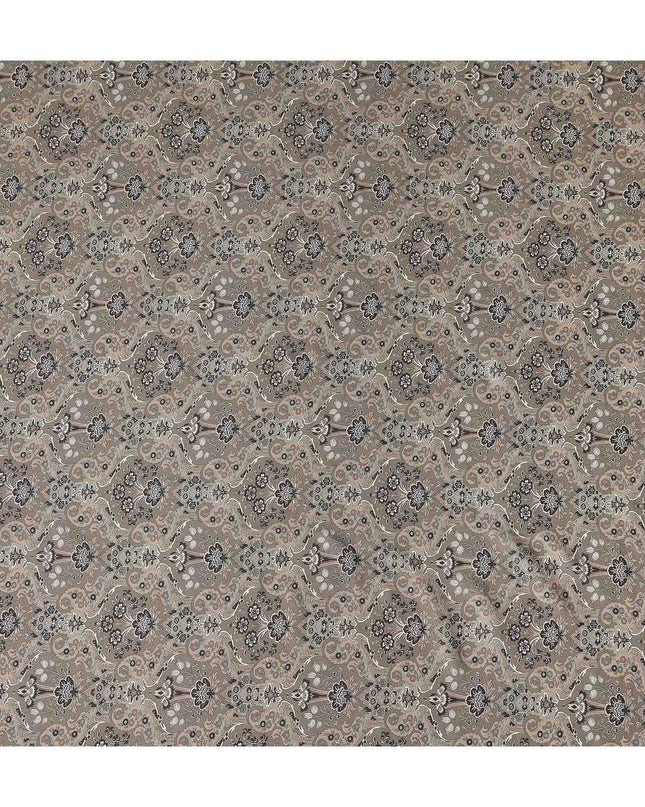 Camel Brown Paisley Print Viscose Twill Fabric