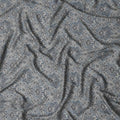 Charcoal Grey Paisley Print Viscose Twill Fabric
