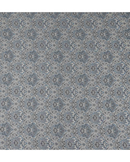 Charcoal Grey Paisley Print Viscose Twill Fabric
