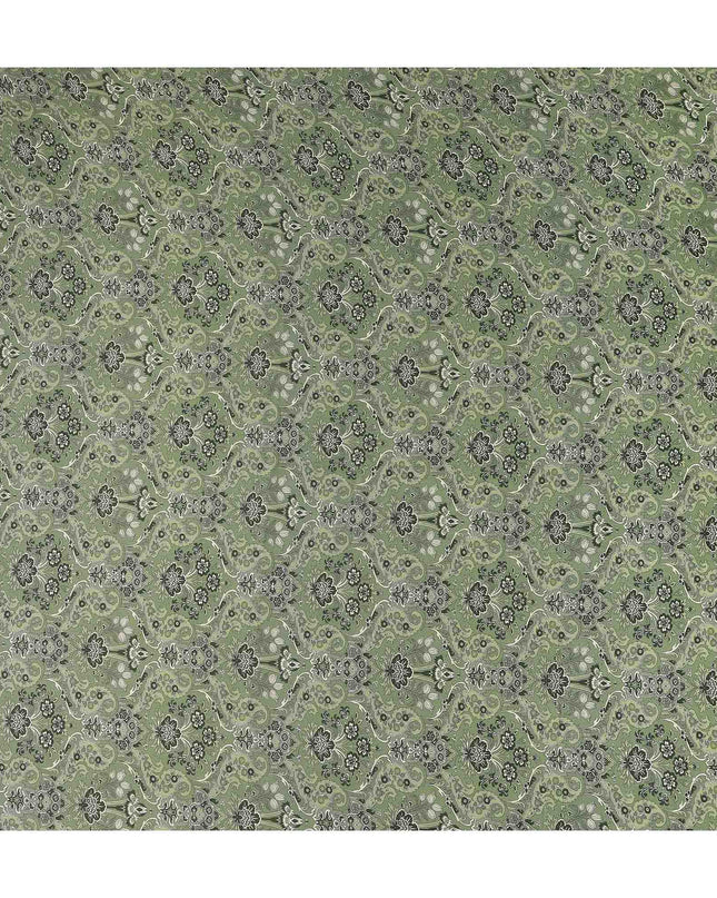 Olive Green Paisley Print Viscose Twill Fabric