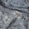 Dusty Blue Floral Print Viscose Twill Fabric