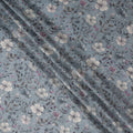 Dusty Blue Floral Print Viscose Twill Fabric