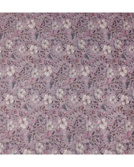 Mauve Taupe Floral Print Viscose Twill Fabric