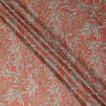 Coral Orange Leaf Print Viscose Twill Fabric