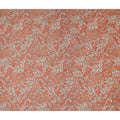 Coral Orange Leaf Print Viscose Twill Fabric