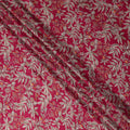 Magenta Pink Leaf Print Viscose Twill Fabric