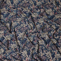 Indigo Navy Leaf Print Viscose Twill Fabric
