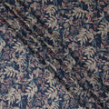 Indigo Navy Leaf Print Viscose Twill Fabric