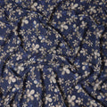 Navy Blue Floral Print Viscose Twill Fabric