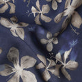 Navy Blue Floral Print Viscose Twill Fabric