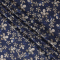 Navy Blue Floral Print Viscose Twill Fabric