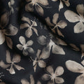 Jet Black Floral Print Viscose Twill Fabric